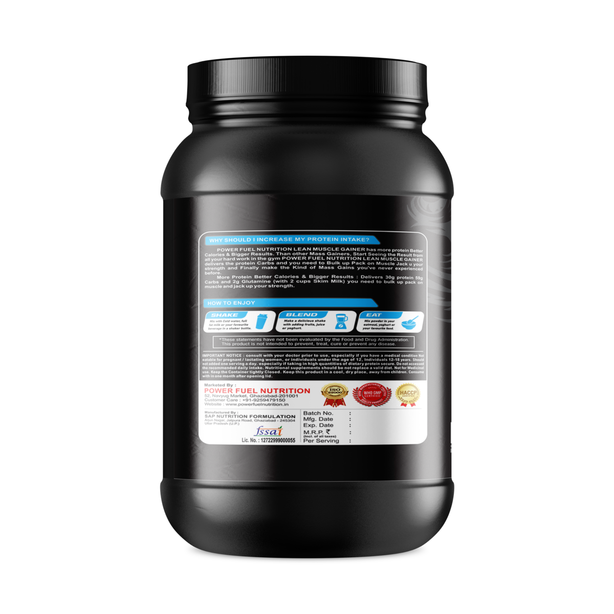 Black Series Lean Muscle Gainer 1000gm - Image 3